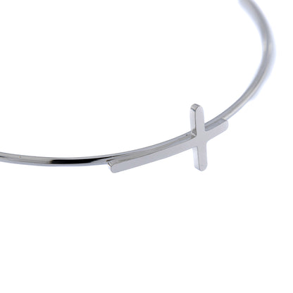 Bracciale rigido in acciaio con croce. Regolabile