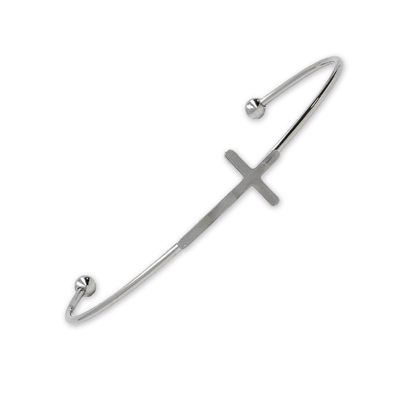 Bracciale rigido in acciaio con croce. Regolabile