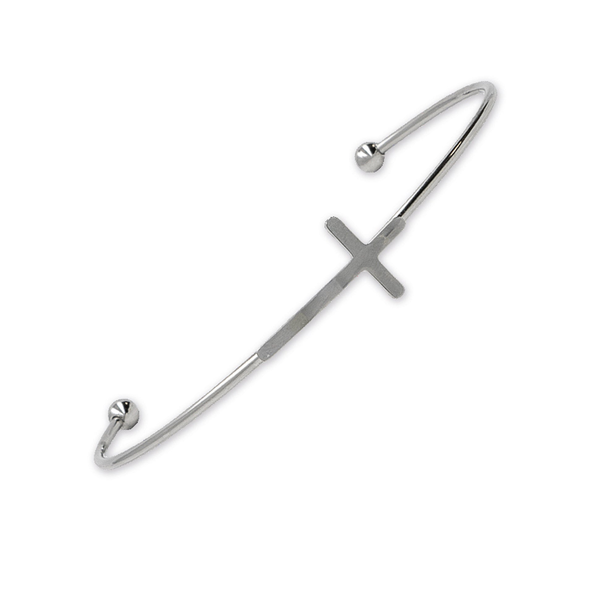 Bracciale rigido in acciaio con croce. Regolabile