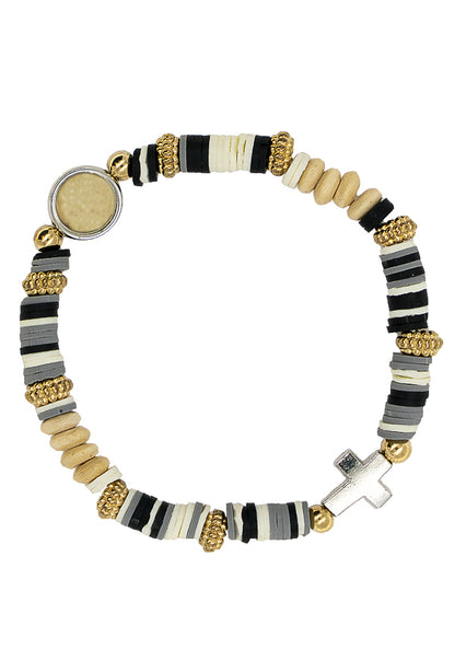 Bracciale elastico in gomma e legno