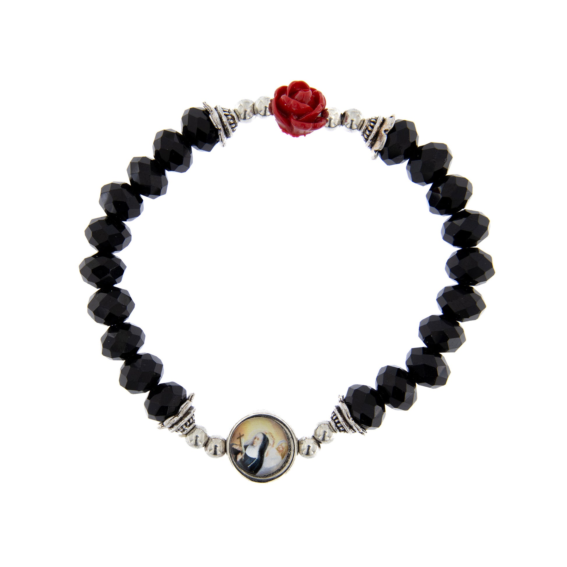 Bracciale elastico in vetro e metallo