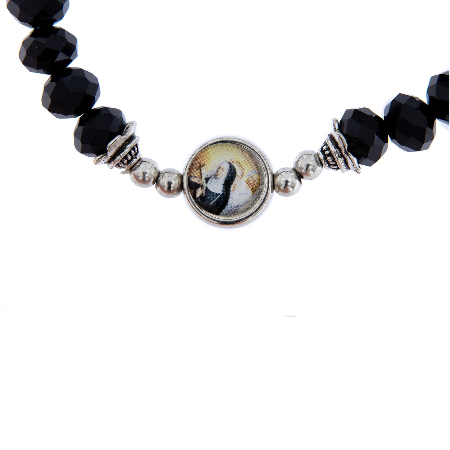 Bracciale elastico in vetro e metallo