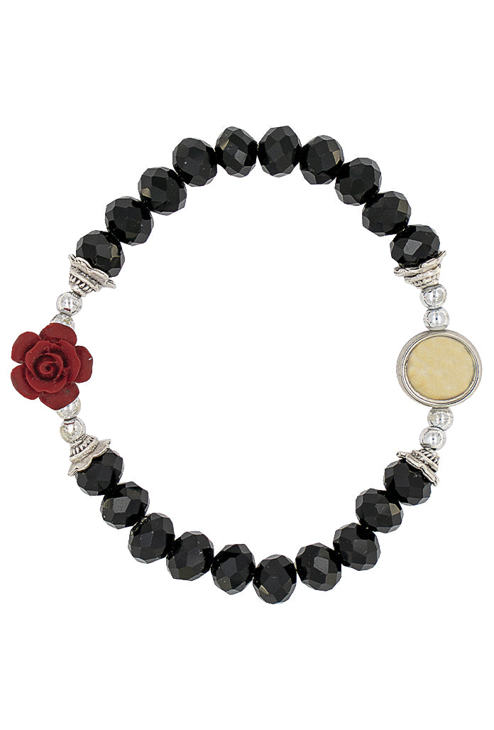 Bracciale elastico in vetro e metallo