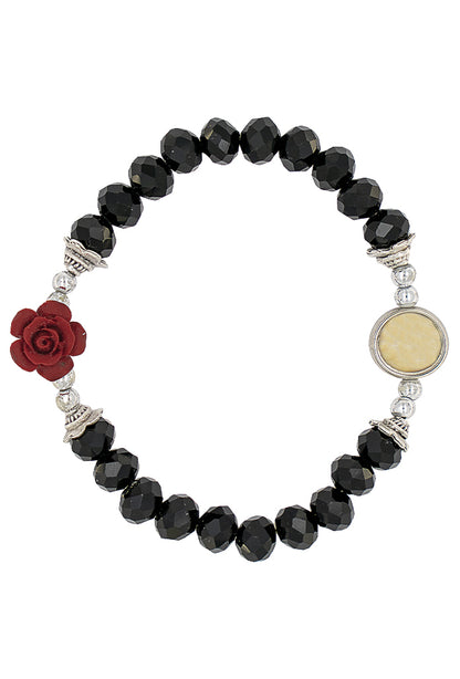 Bracciale elastico in vetro e metallo
