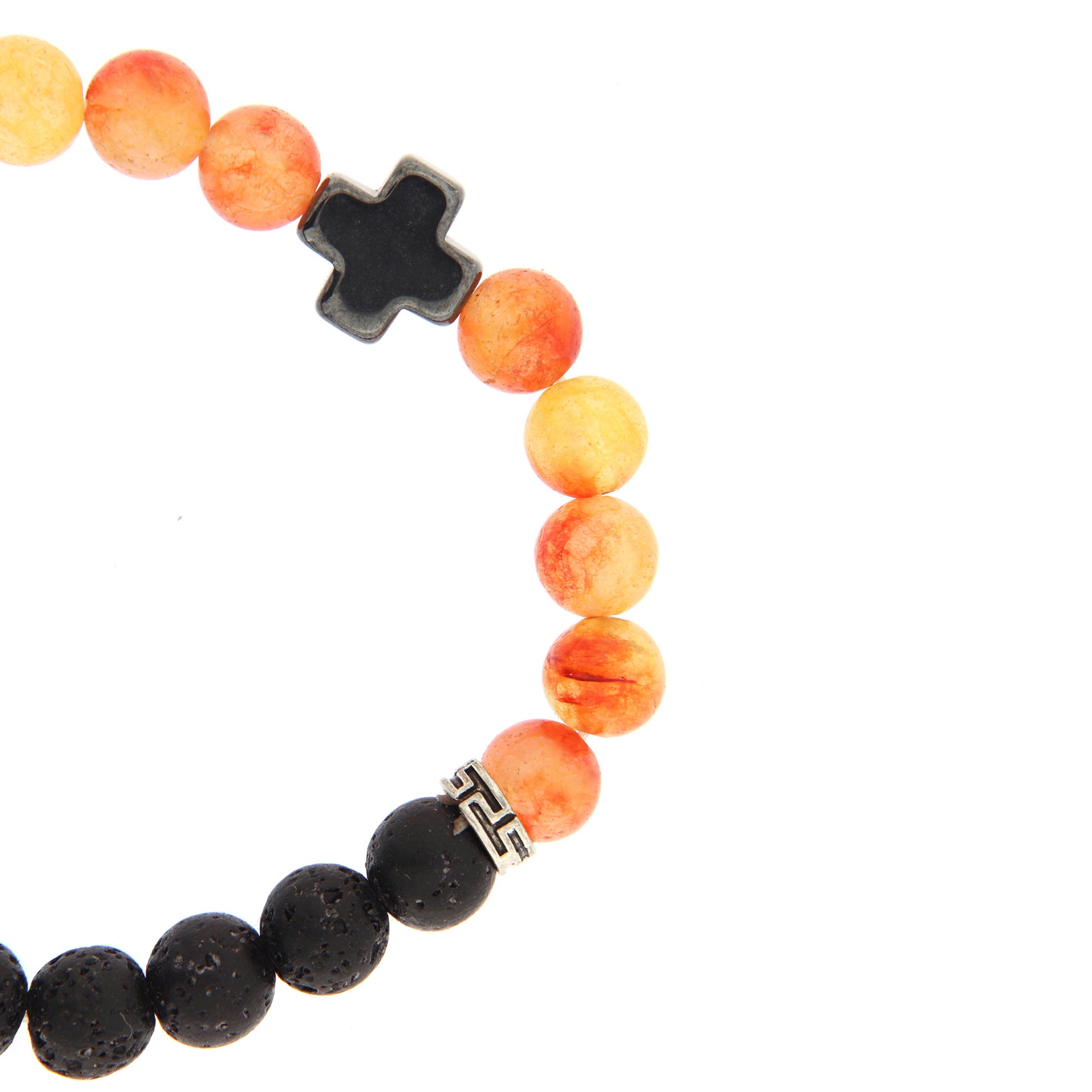 Bracciale in pietra dura e pietra vulcanica " La pietra della fede". Diametro 18 cm, elasticizzato.