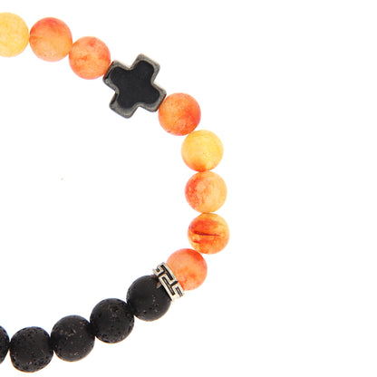 Bracciale in pietra dura e pietra vulcanica " La pietra della fede". Diametro 18 cm, elasticizzato.