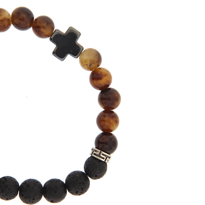 Bracciale in pietra dura e pietra vulcanica " La pietra della fede". Diametro 18 cm, elasticizzato.