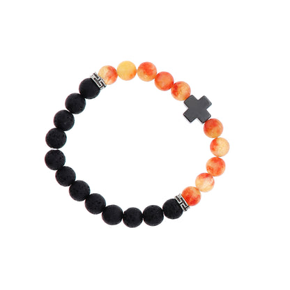 Bracciale in pietra dura e pietra vulcanica " La pietra della fede". Diametro 18 cm, elasticizzato.