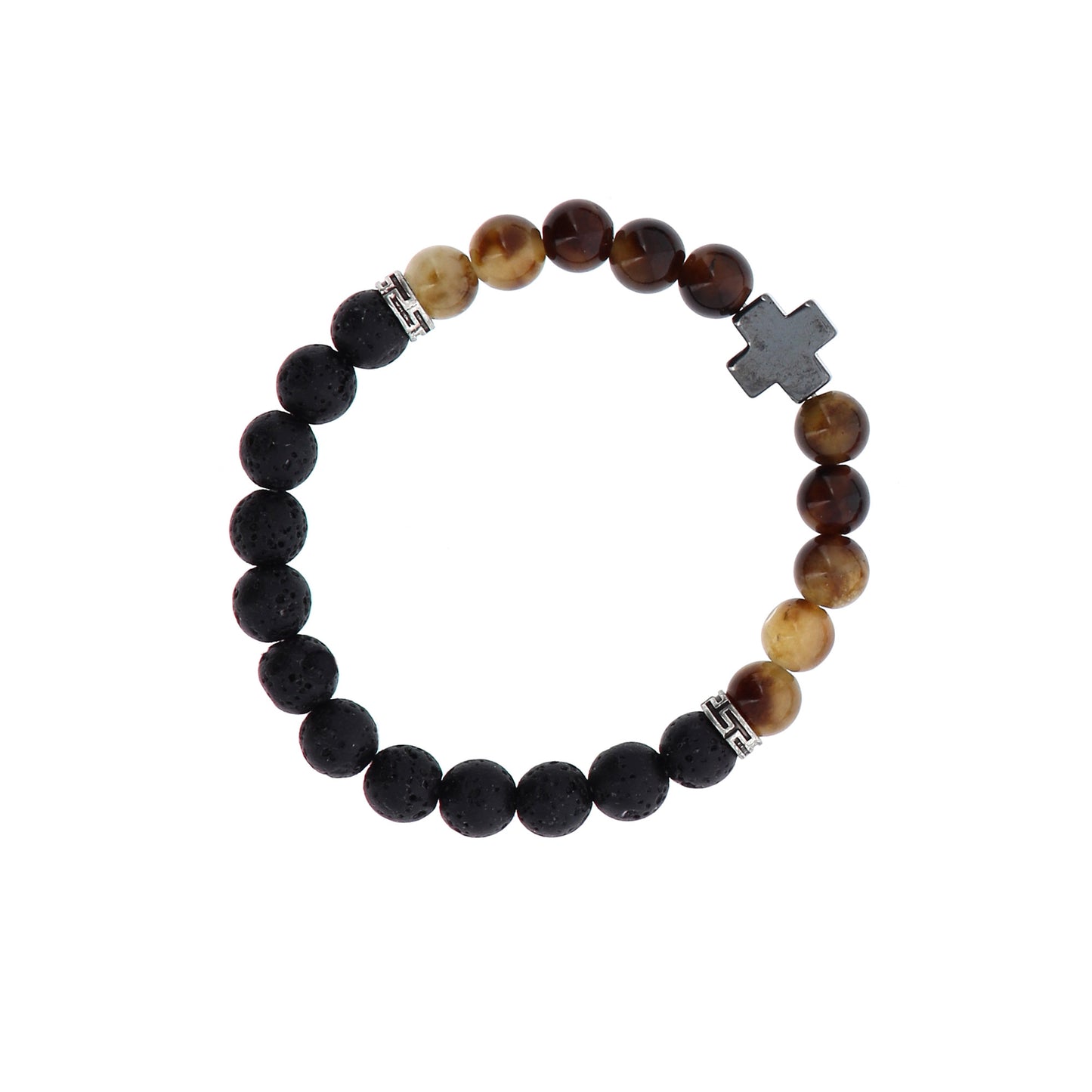 Bracciale in pietra dura e pietra vulcanica " La pietra della fede". Diametro 18 cm, elasticizzato.