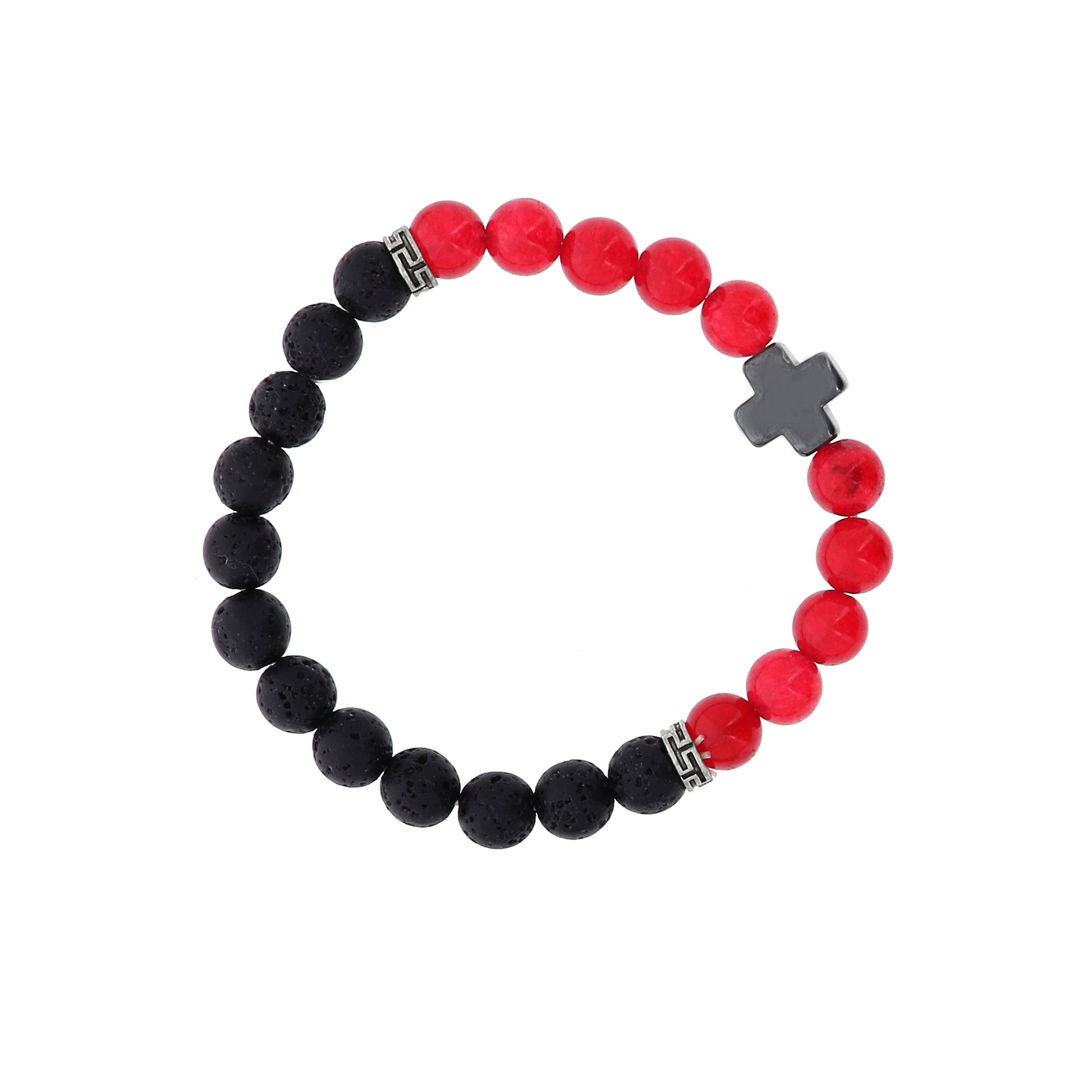Bracciale in pietra dura e pietra vulcanica " La pietra della fede". Diametro 18 cm, elasticizzato.