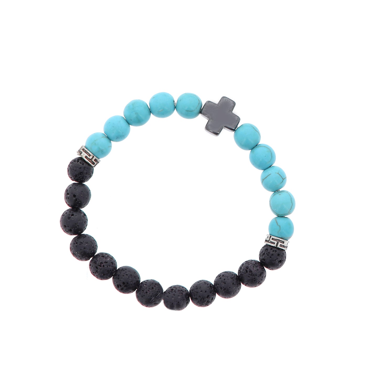 Bracciale in pietra dura e pietra vulcanica " La pietra della fede". Diametro 18 cm, elasticizzato.