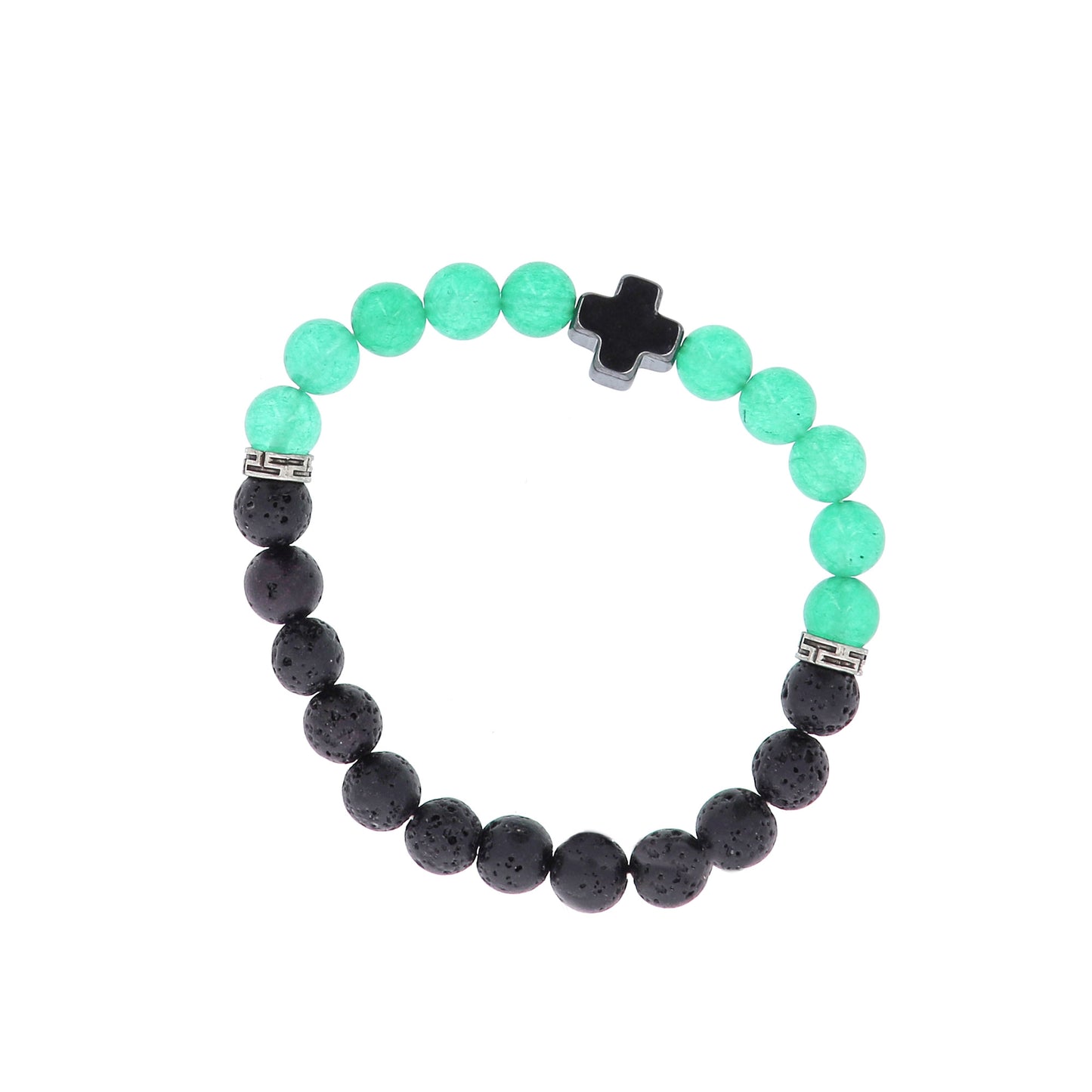 Bracciale in pietra dura e pietra vulcanica " La pietra della fede". Diametro 18 cm, elasticizzato.
