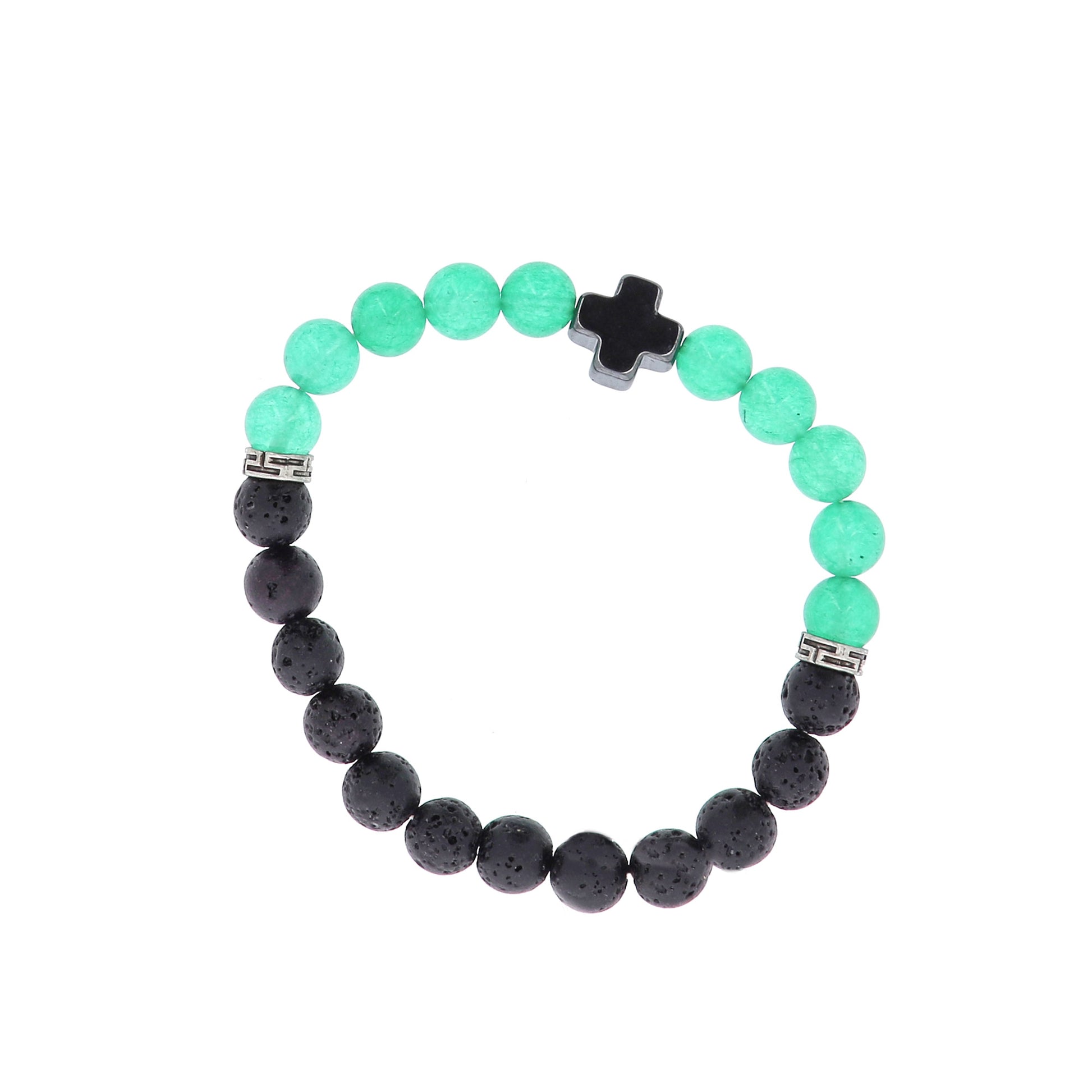 Bracciale in pietra dura e pietra vulcanica " La pietra della fede". Diametro 18 cm, elasticizzato.