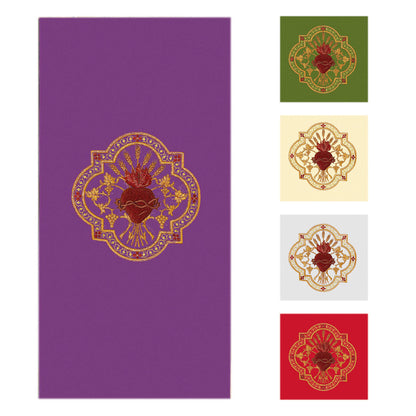 Coprileggio ricamato Sacro Cuore. Dimensioni 55x250 cm