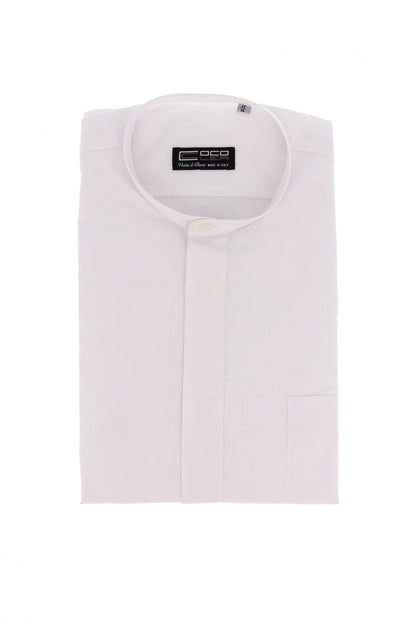 Camicia Sottotalare bianca, manica lunga, misto cotone, collo ricoperto