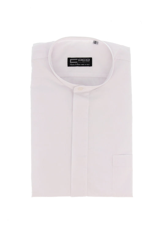 Camicia Sottotalare bianca, manica lunga, misto cotone, collo ricoperto