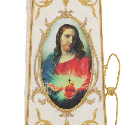 Stola romana seta/moirè, ricamo ornato oro, immagine Sacro Cuore di Gesù - Ihs