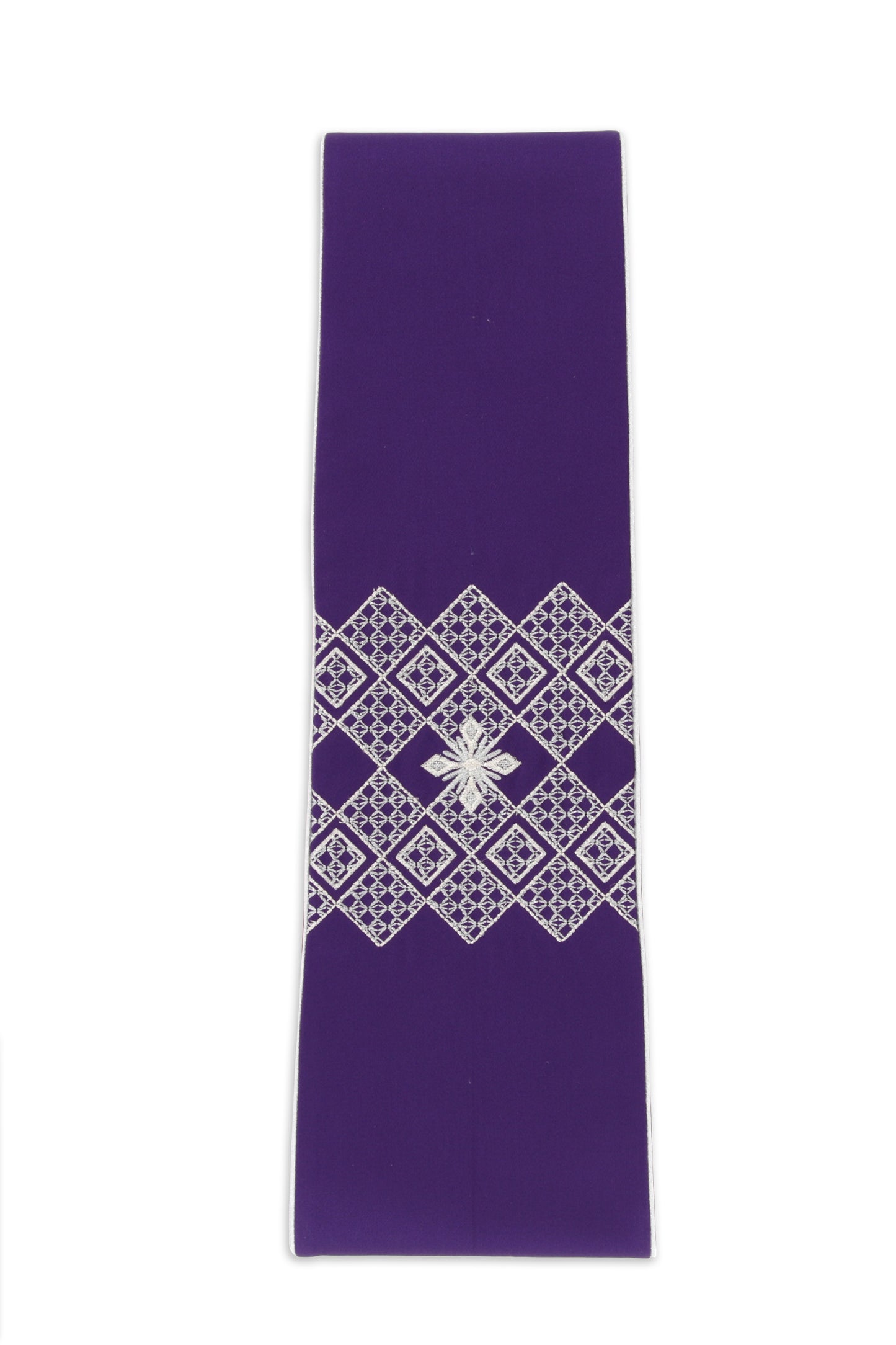 Stola raso, ricamo rete, croce argento