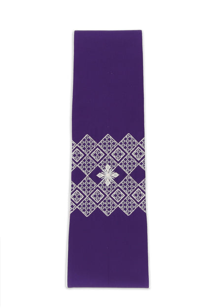 Stola raso, ricamo rete, croce argento