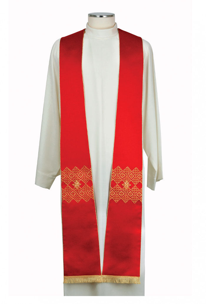 Stola raso, ricamo rete, croce argento