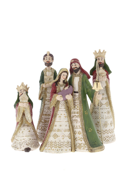 Set presepe composto da 4 pezzi in resina. Altezza 18,3 cm
