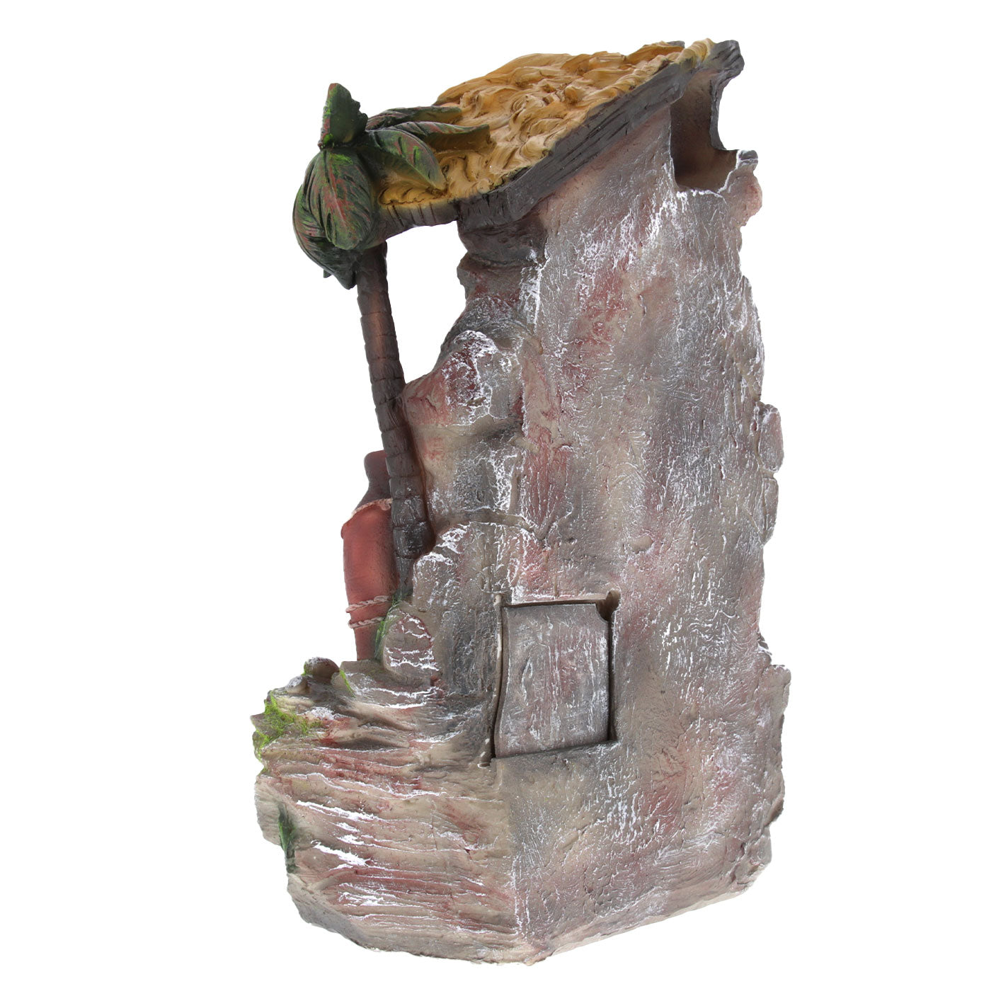 Capanna Natività in resina, con fontana vera e luce. Altezza 49 cm