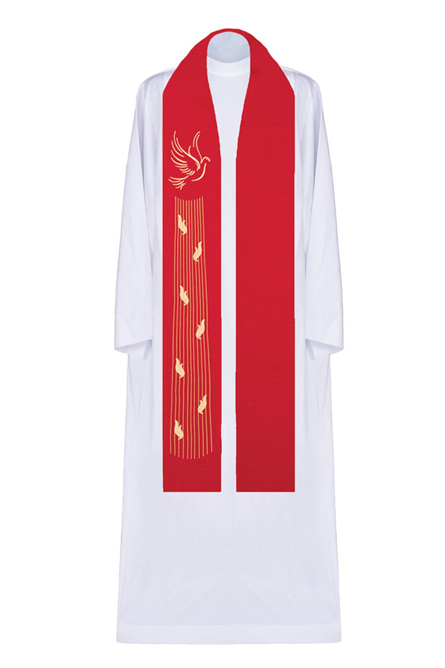 Stolone sacerdotale rosso con ricamo dorato Spirito Santo