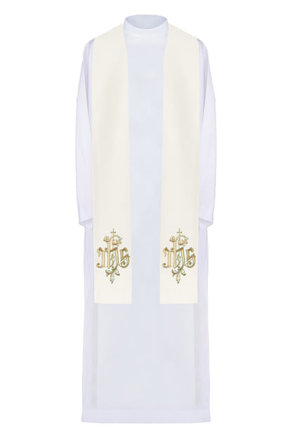 Stola sacerdotale con ricamo JHS dorato