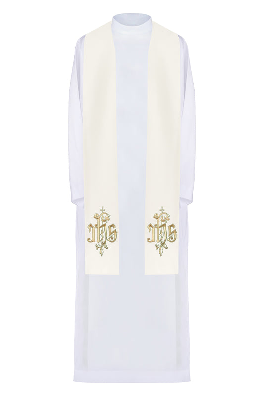 Stola sacerdotale con ricamo JHS dorato