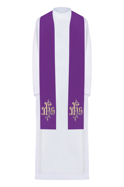 Stola sacerdotale con ricamo JHS dorato