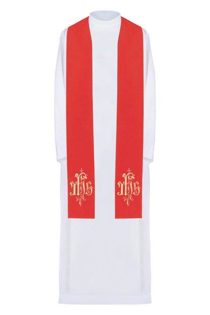 Stola sacerdotale con ricamo JHS dorato