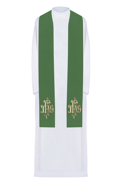 Stola sacerdotale con ricamo JHS dorato