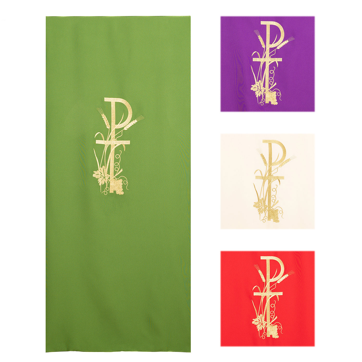 Coprileggio con ricamo Pax e croce. Dimensioni 55x250 cm