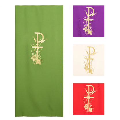 Coprileggio con ricamo Pax e croce. Dimensioni 55x250 cm