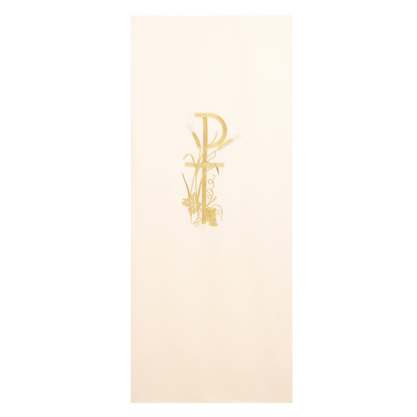 Coprileggio con ricamo Pax e croce. Dimensioni 55x250 cm