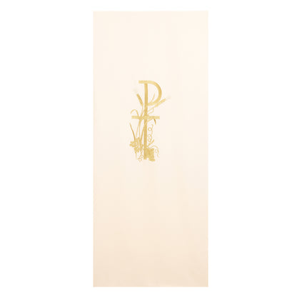 Coprileggio con ricamo Pax e croce. Dimensioni 55x250 cm