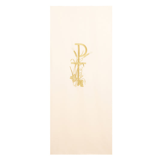 Coprileggio con ricamo Pax e croce. Dimensioni 55x250 cm