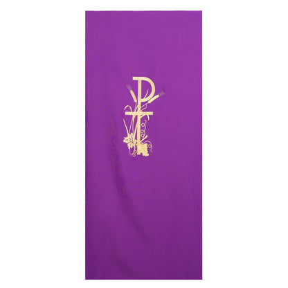 Coprileggio con ricamo Pax e croce. Dimensioni 55x250 cm