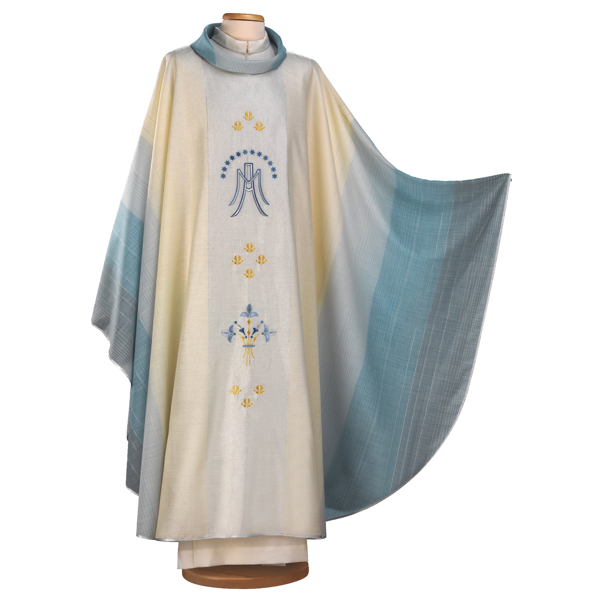 Casula mariana in tessuto sfumato. Lana lurex
