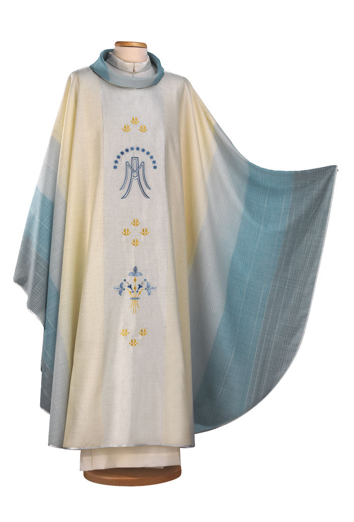 Casula mariana in tessuto sfumato. Lana lurex

