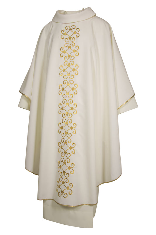 Casula con fascione centrale ricamato dorato