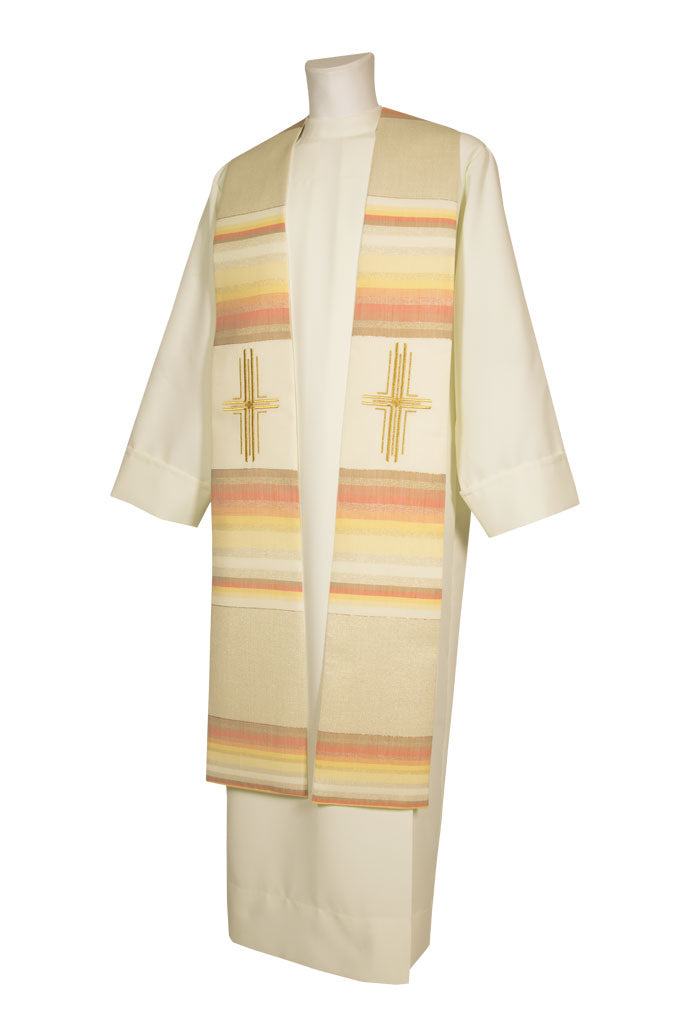 Stola sacerdotale in tessuto sfumato e croce dorata