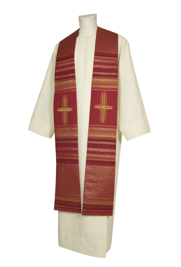 Stola sacerdotale in tessuto sfumato e croce dorata