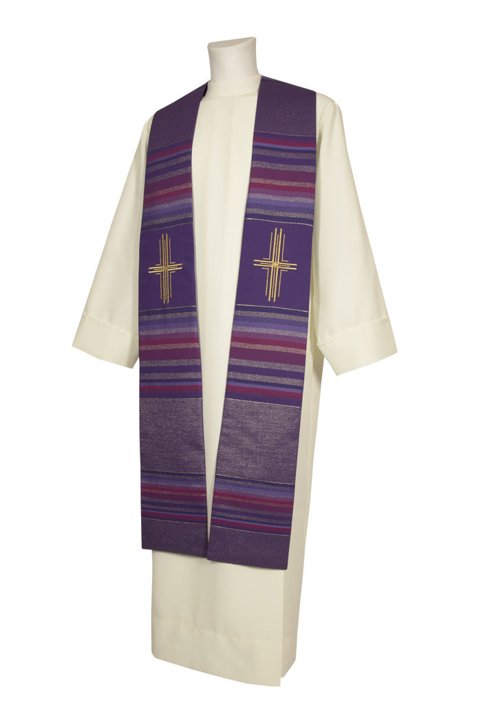 Stola sacerdotale in tessuto sfumato e croce dorata