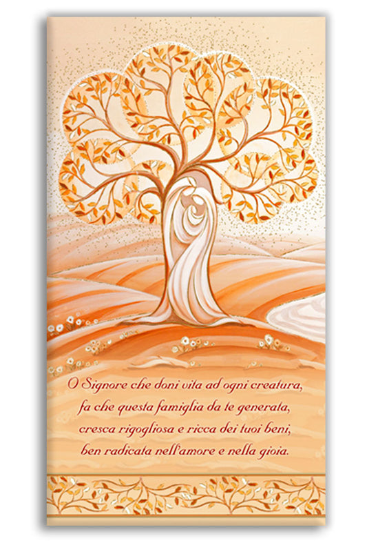 Benedizione con immagine oro a caldo. Albero della vita