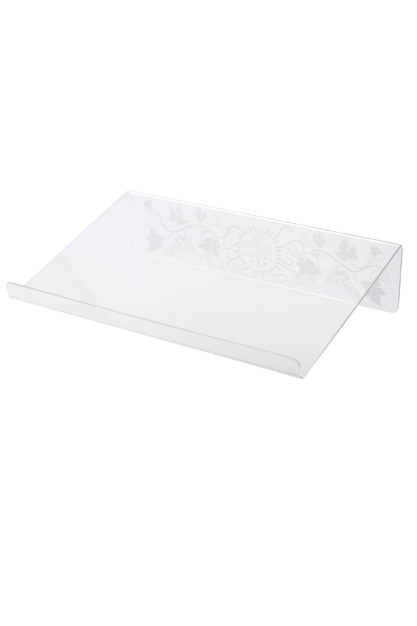 Leggio in plexiglass con dettagli argentati. Dimensioni 40x26 cm