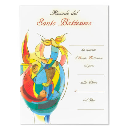 Diploma in carta pergamena Battesimo da compilare. Dimensioni 18x24cm