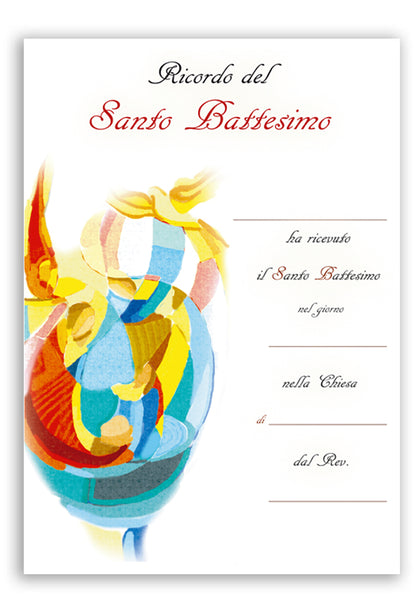Diploma in carta pergamena Battesimo da compilare. Dimensioni 18x24cm