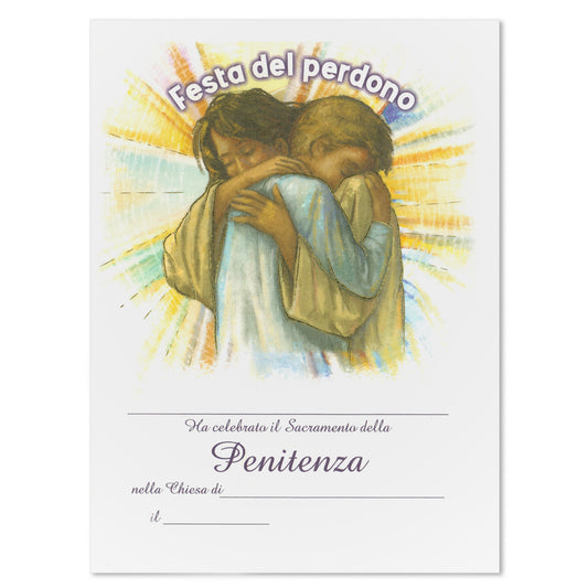 Diploma in carta pergamena Riconciliazione da compilare. Dimensioni 18x24 cm