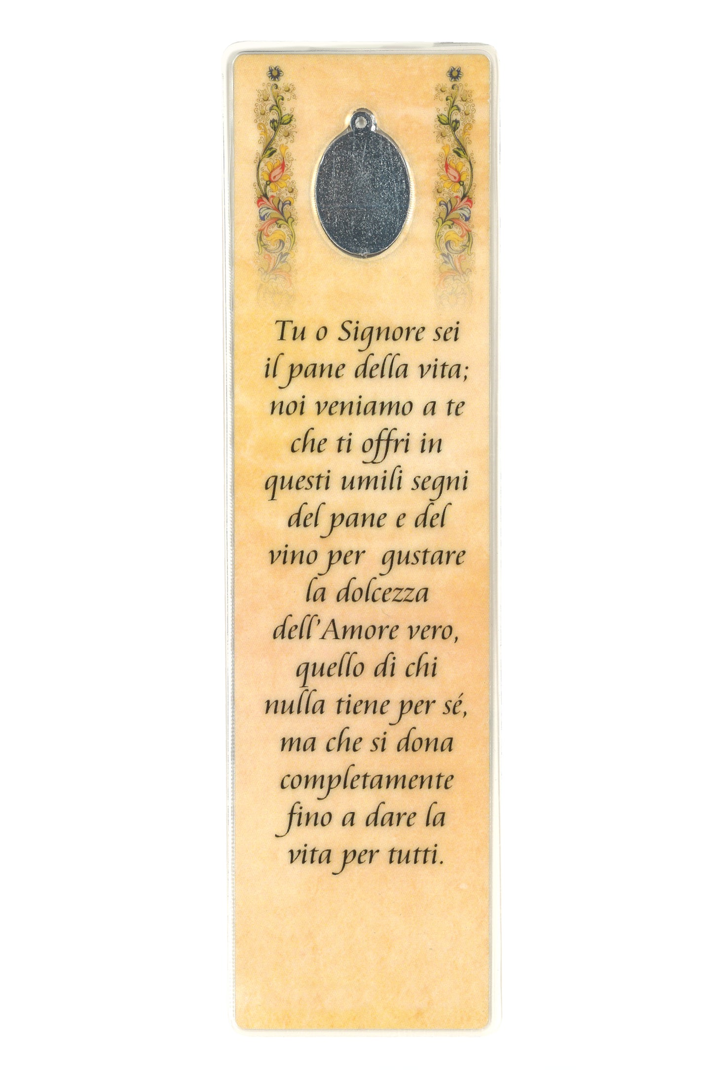 Segnalibro con medaglia smaltata. Comunione, Cresima, Confessione. Dimensioni 5x18 cm